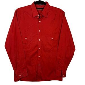 Henry Grethel Equipment Button Down Shirt Double Pocket Rusty Red‎ Medium